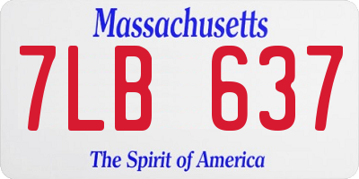 MA license plate 7LB637