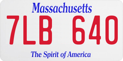 MA license plate 7LB640
