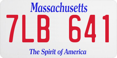 MA license plate 7LB641