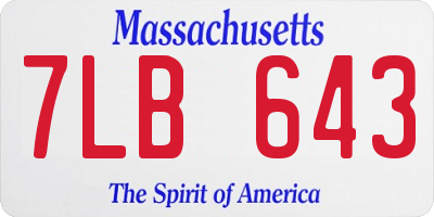 MA license plate 7LB643