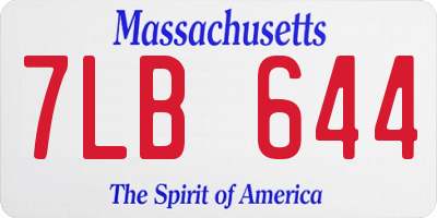 MA license plate 7LB644