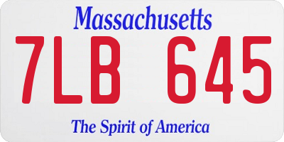 MA license plate 7LB645