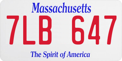 MA license plate 7LB647