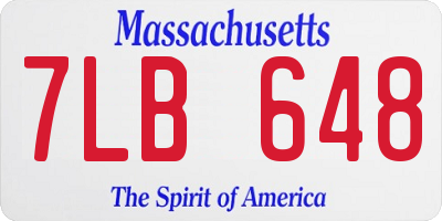 MA license plate 7LB648
