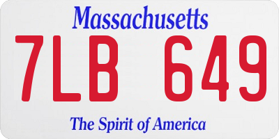 MA license plate 7LB649