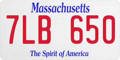 MA license plate 7LB650