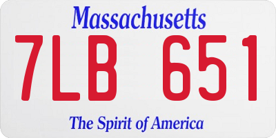 MA license plate 7LB651