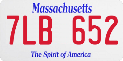 MA license plate 7LB652