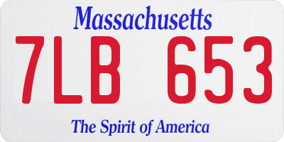 MA license plate 7LB653
