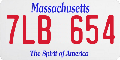 MA license plate 7LB654