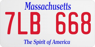 MA license plate 7LB668