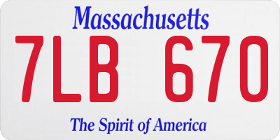 MA license plate 7LB670