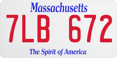 MA license plate 7LB672