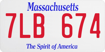 MA license plate 7LB674