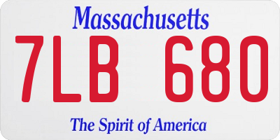 MA license plate 7LB680