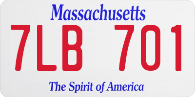 MA license plate 7LB701