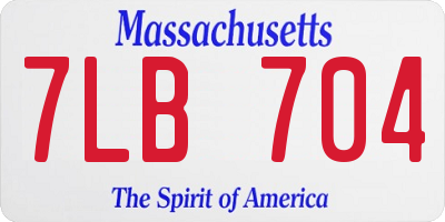 MA license plate 7LB704