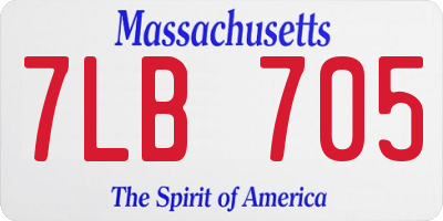 MA license plate 7LB705