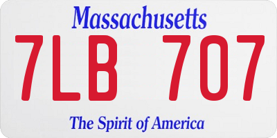 MA license plate 7LB707