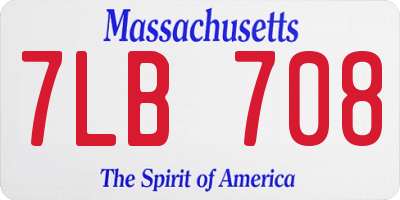 MA license plate 7LB708