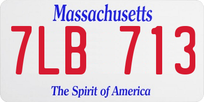MA license plate 7LB713