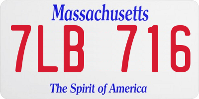 MA license plate 7LB716