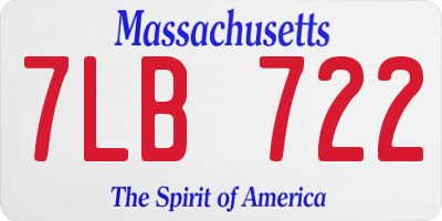 MA license plate 7LB722