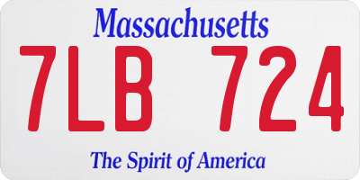 MA license plate 7LB724
