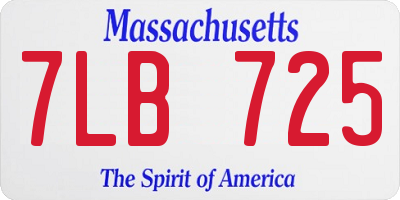 MA license plate 7LB725