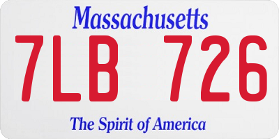 MA license plate 7LB726