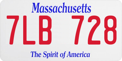MA license plate 7LB728
