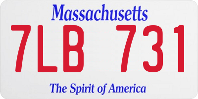 MA license plate 7LB731