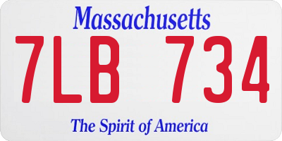 MA license plate 7LB734