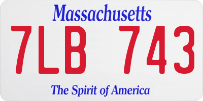MA license plate 7LB743