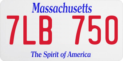 MA license plate 7LB750