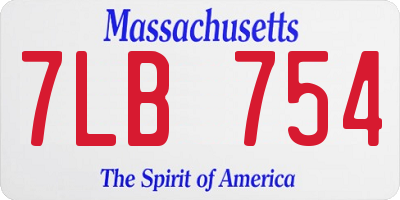 MA license plate 7LB754