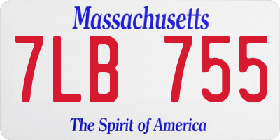 MA license plate 7LB755