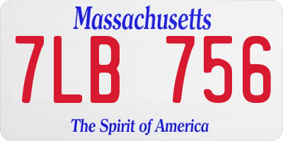 MA license plate 7LB756