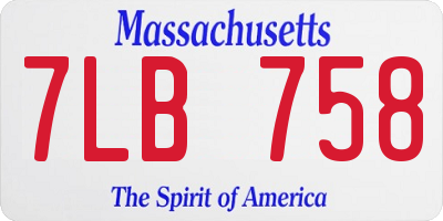 MA license plate 7LB758