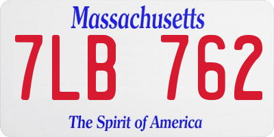 MA license plate 7LB762