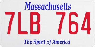 MA license plate 7LB764