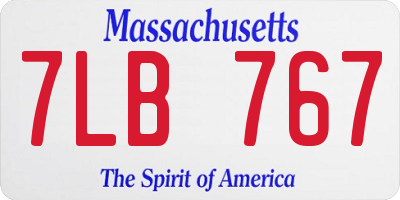 MA license plate 7LB767