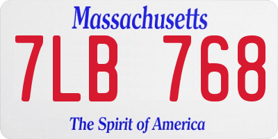 MA license plate 7LB768