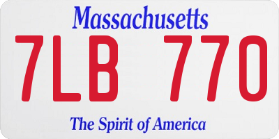 MA license plate 7LB770