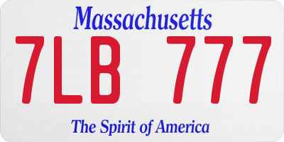 MA license plate 7LB777