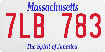 MA license plate 7LB783