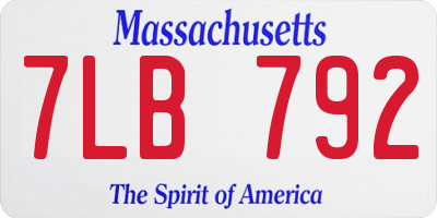 MA license plate 7LB792