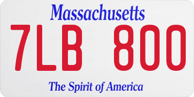 MA license plate 7LB800