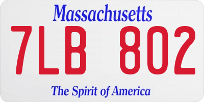 MA license plate 7LB802