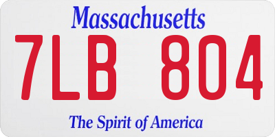 MA license plate 7LB804